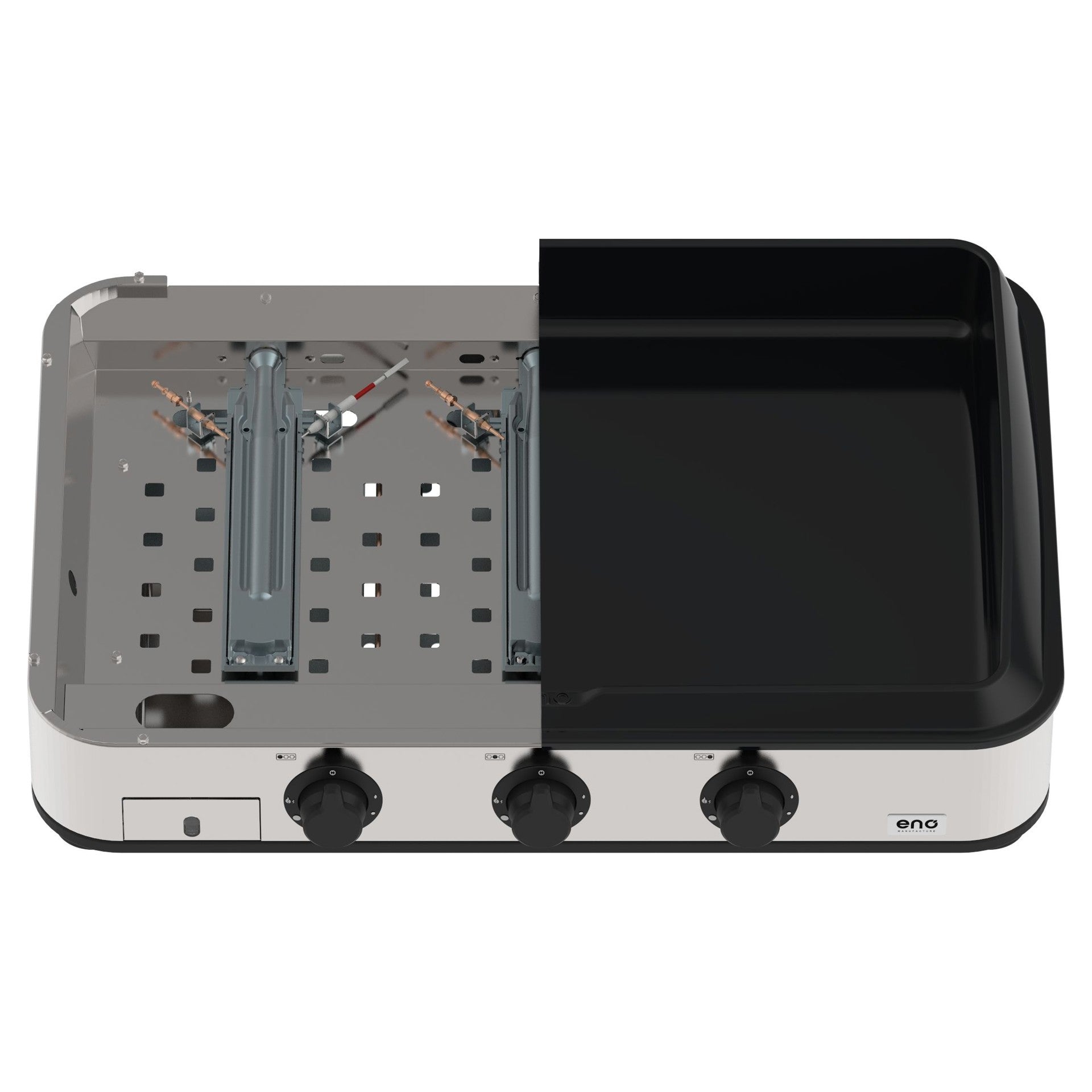 Eno - Ensemble Plancha 3 brûleurs et couvercle ENOSIGN 80 - Noir et Inox - Misc image 2