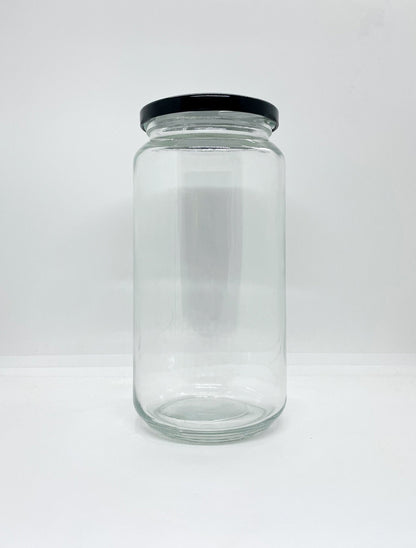 1030mL. Clear Round Straight Cut Glass Jar and Lid (Net Fill Capacity: 950mL.+/-) - Misc image 1