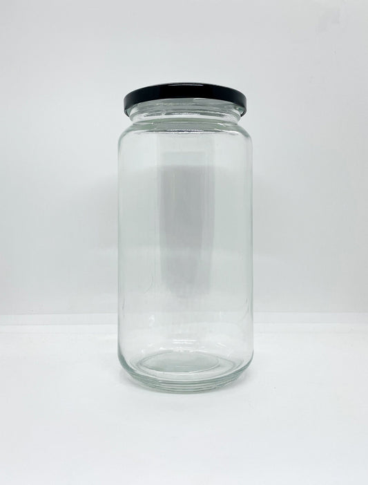 1030mL. Clear Round Straight Cut Glass Jar and Lid (Net Fill Capacity: 950mL.+/-) - Misc image 1