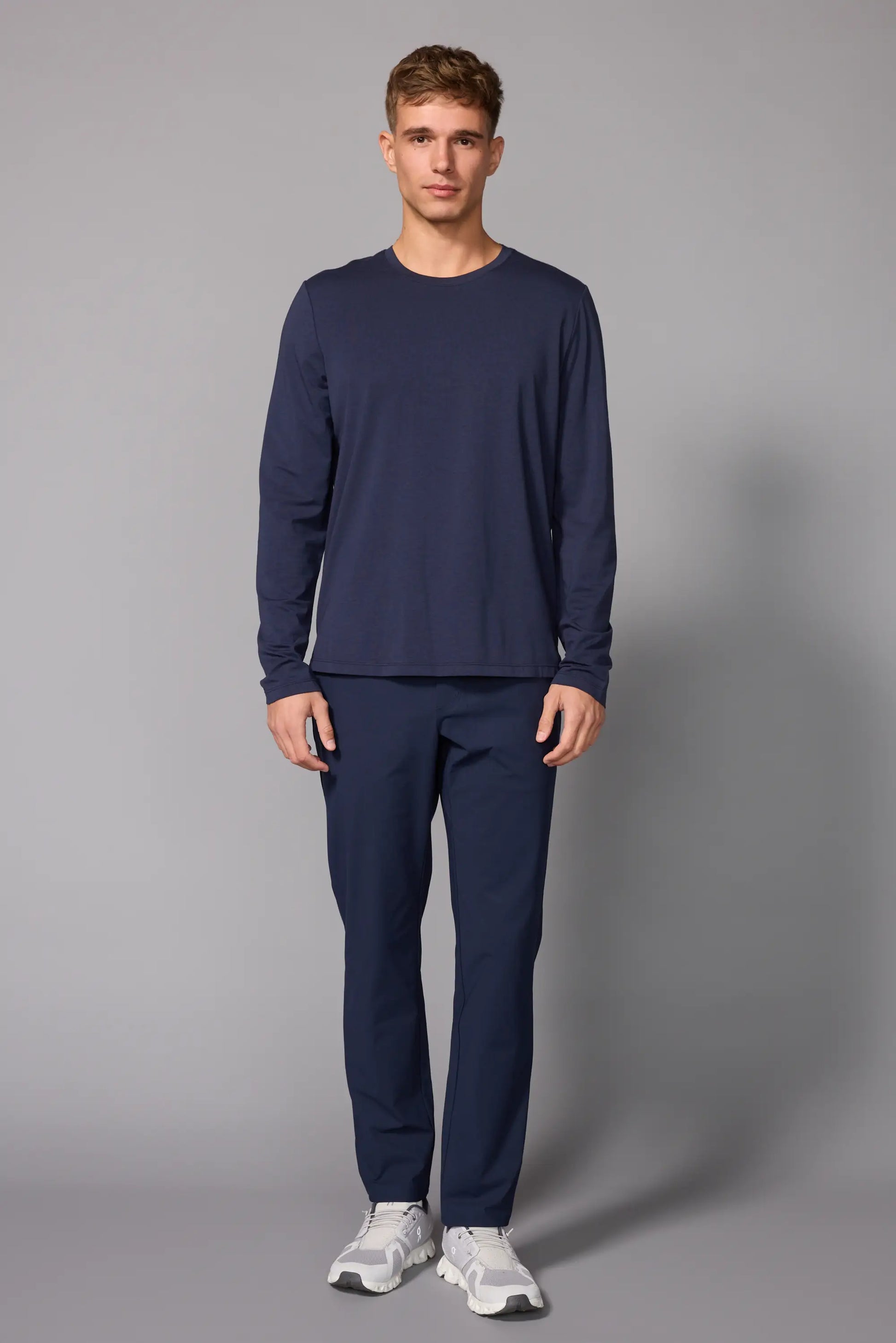 Pima Cotton Long Sleeve Tee - Navy Blazer - Misc image 2