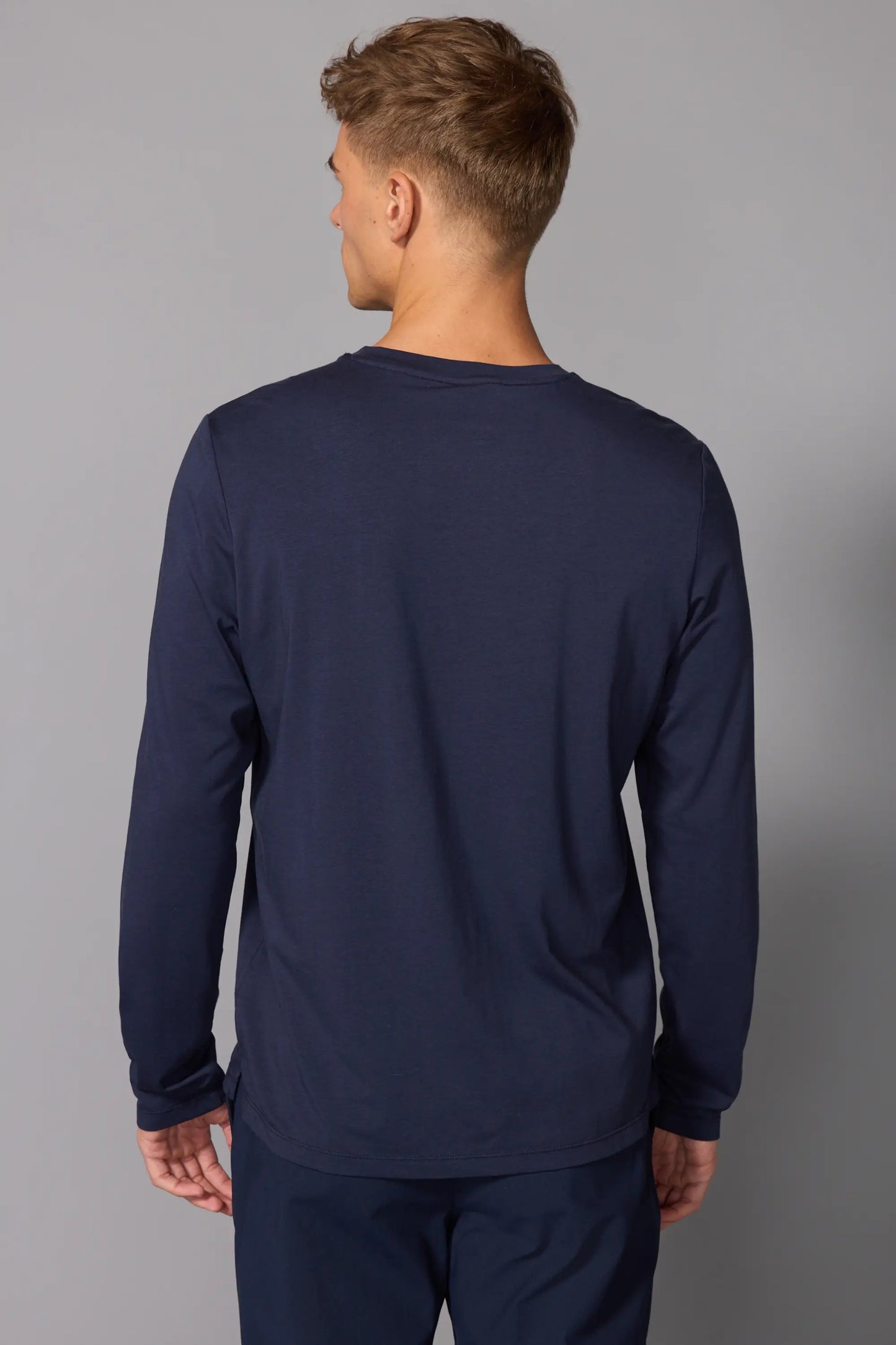 Pima Cotton Long Sleeve Tee - Navy Blazer - Misc image 3