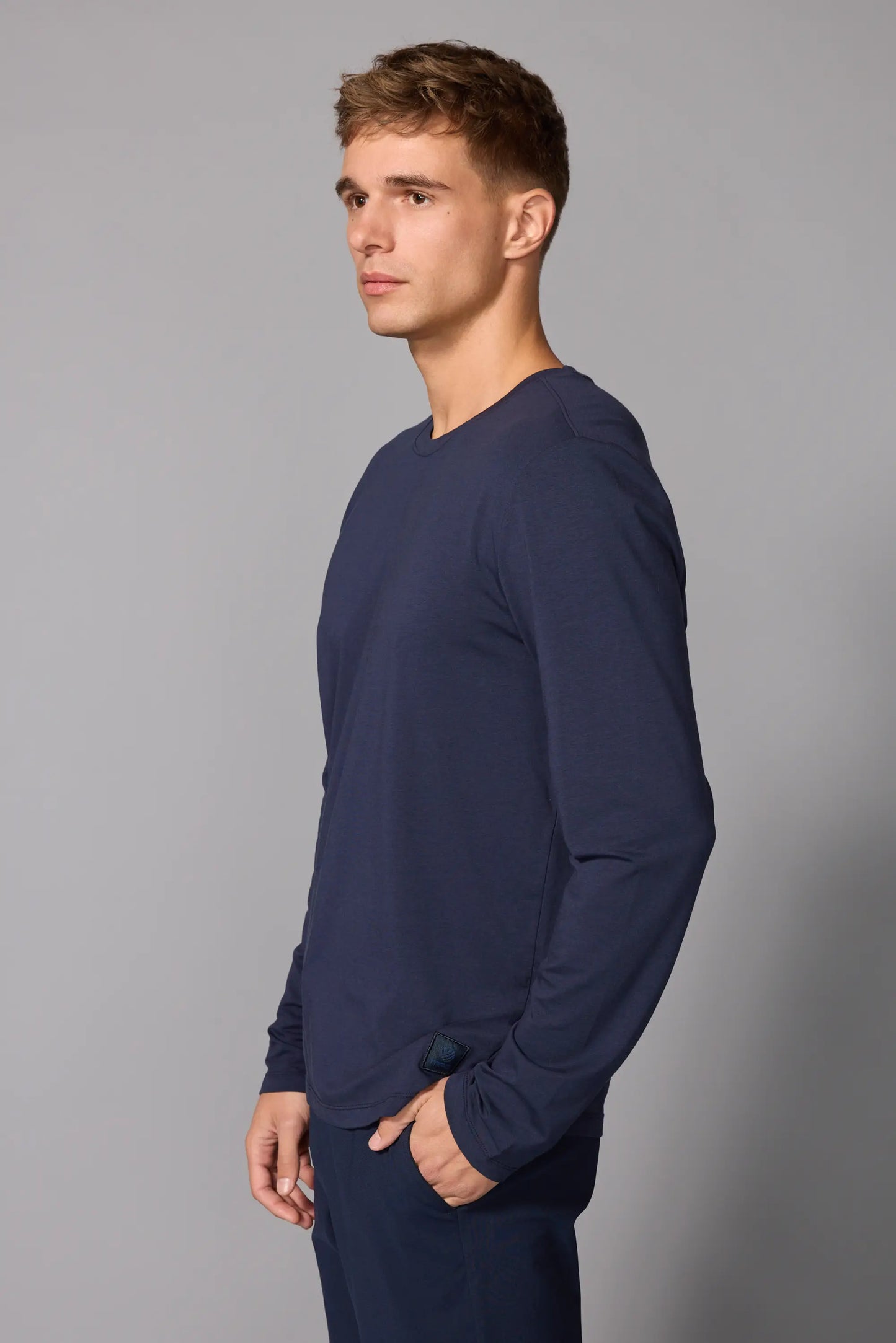 Pima Cotton Long Sleeve Tee - Navy Blazer - Misc image 5