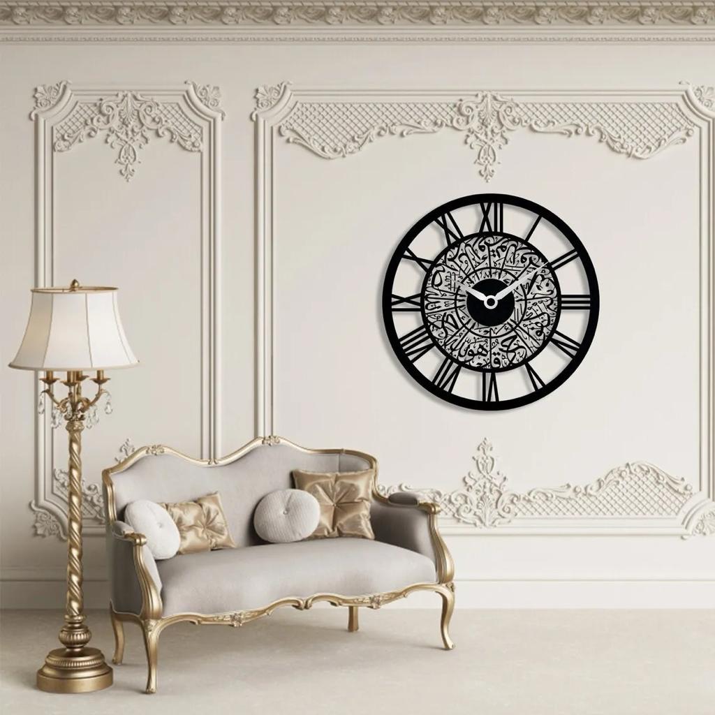 Surah Ikhlas Metal Islamic Wall Clock Home Decor Metal Wall Art - Home Decor image 5
