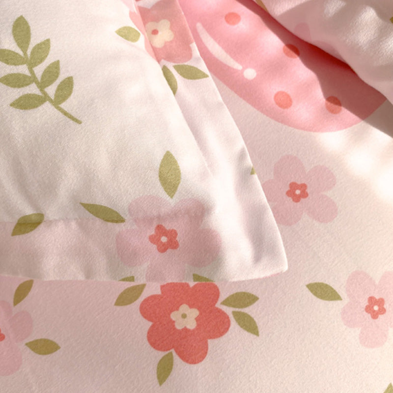 3 Pieces Pink Strawberry Duvet Cover Set for Boys Girls Soft Floral Bedding Set - 1 Duvet Cover and 2 Pilowcases - Bedding image 4