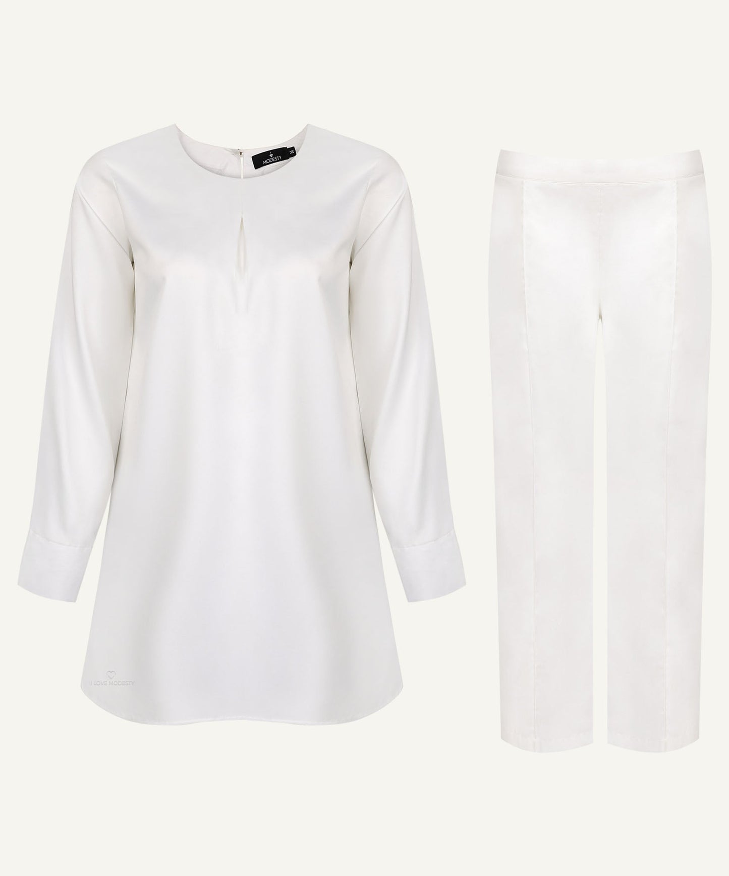 White Pleated Neck Matching Set - Apparel image 1