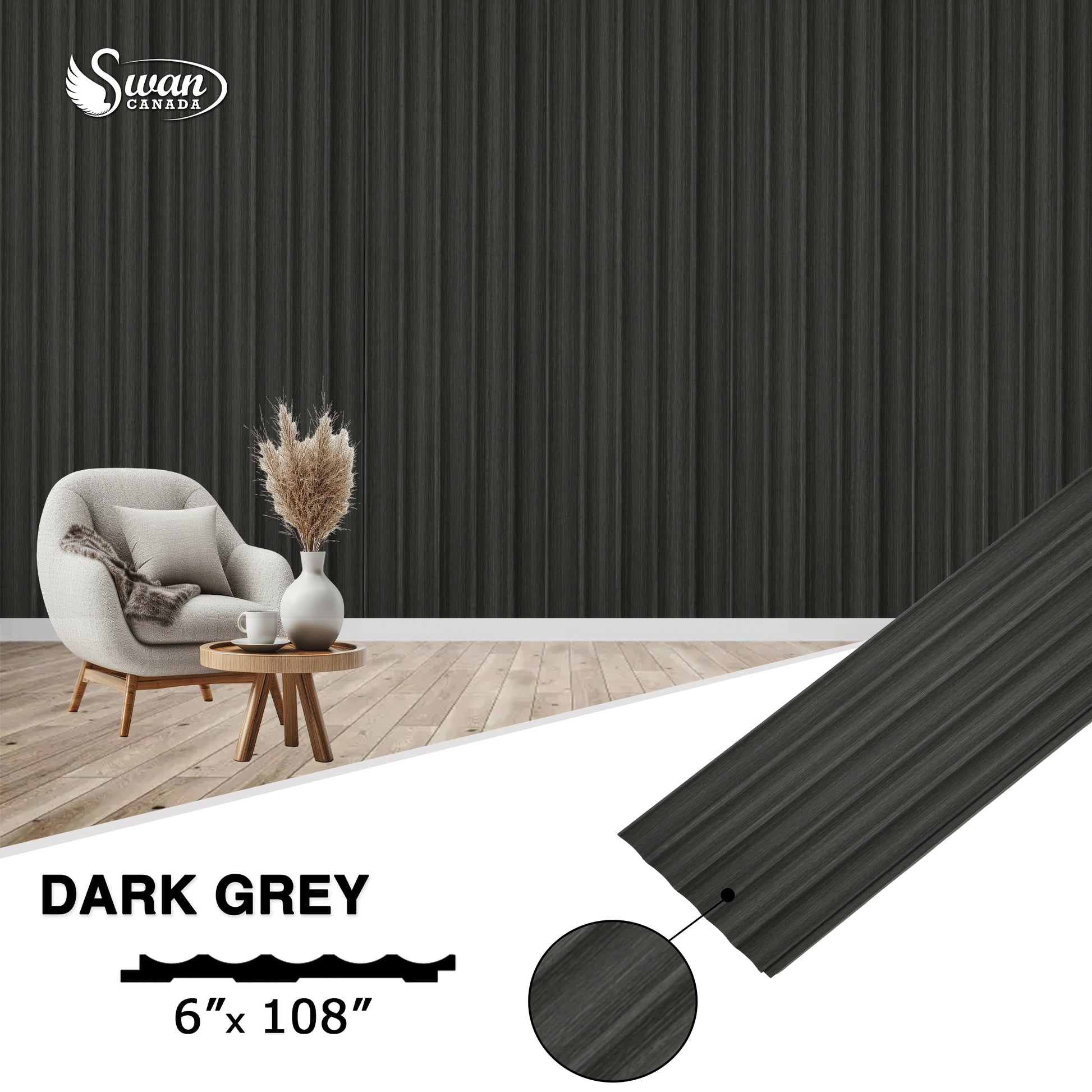 PS Fluted Panels, Dark Gray, 20 Panels x 9 feet long. - Furniture image 1