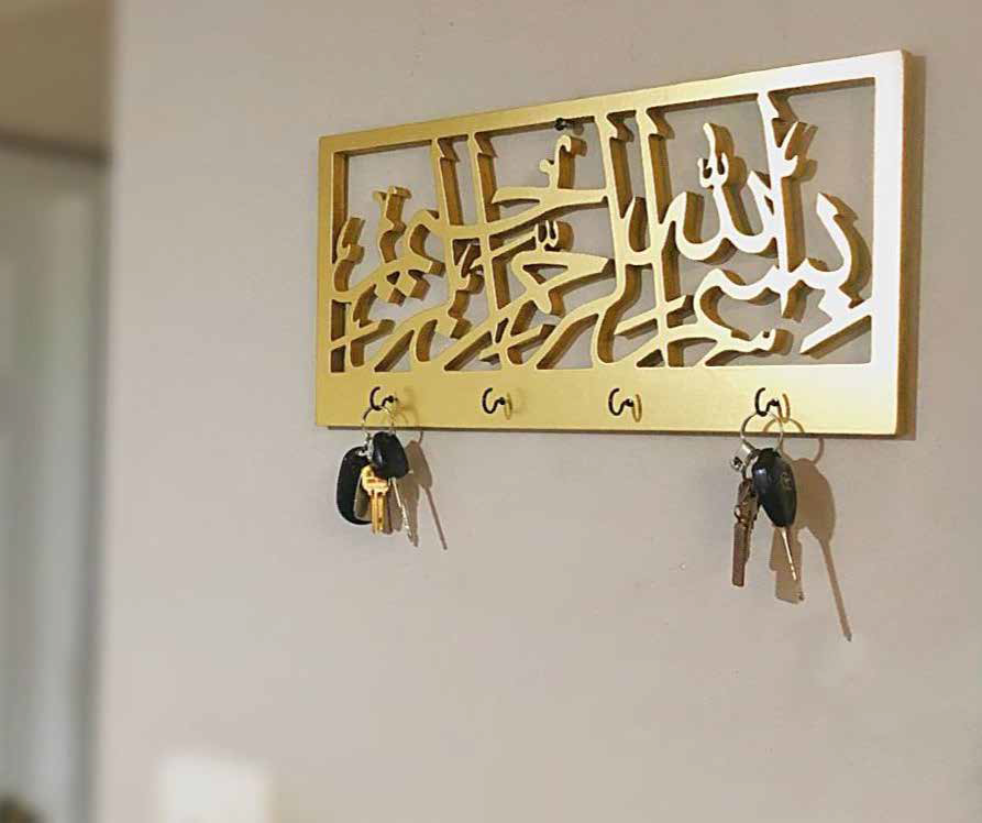 Muslim Home Decor Gift Islamic Wall Art SubhanAllah Mashallah Bismillah Metal Islamic Wall Key Holder - Home Decor image 6
