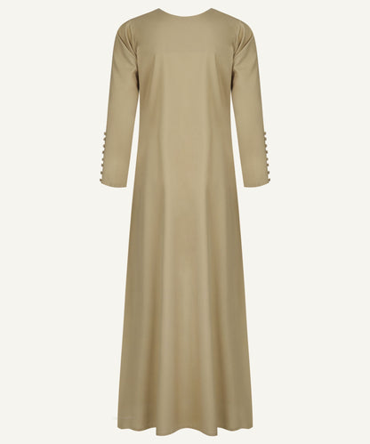 Camel Beige Wrap Button Down Long Sleeve Maxi Dress - Apparel image 4