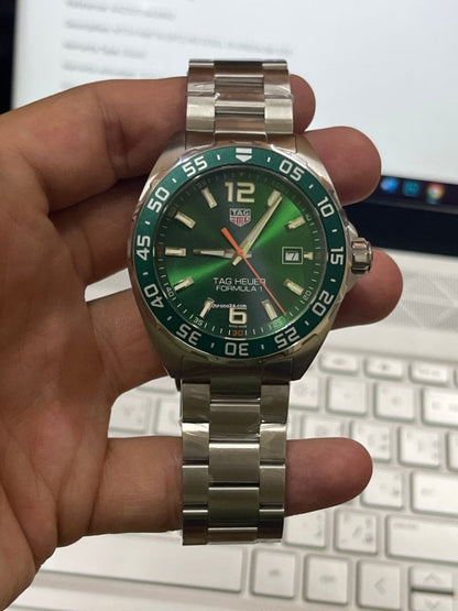 Tag Heuer Formula 1 Limited Edition Green Dial Silver Steel Strap Watch for Men - WAZ1017.BA0842 - Apparel image 17