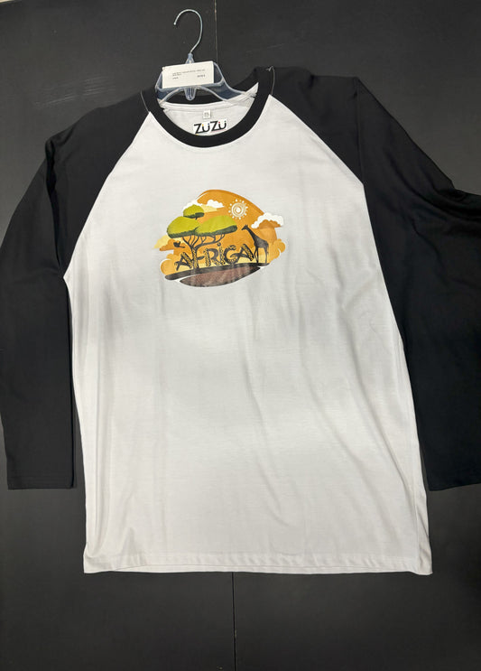 Long Sleeve T-shirt with SA Print - White with Black Sleeve - Apparel image 1
