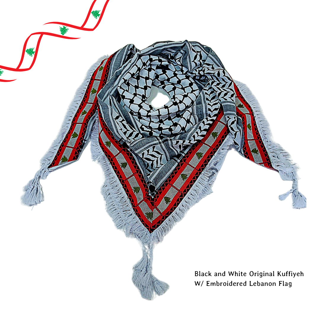 NEW DROP: Lebanon Flag Embroidered Kuffiyeh - Solidarity (3 Colors) - Accessories image 2