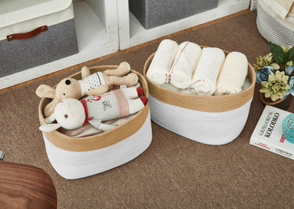 Cotton Rope Storage Baskets with Handles (3pcs) - Cotton Woven Bins - Jewelry image 8