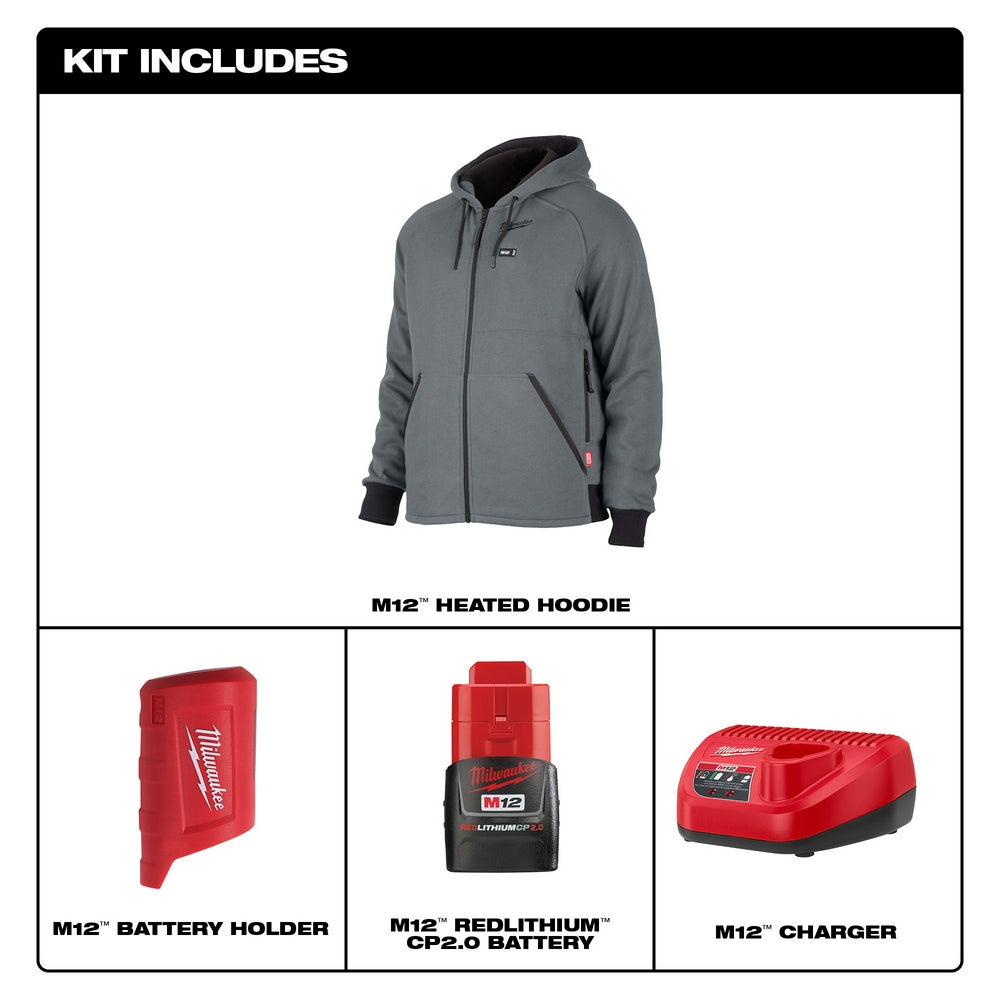 Milwaukee M12™ Heated Hoodie Kit Gray Large - Apparel image 3