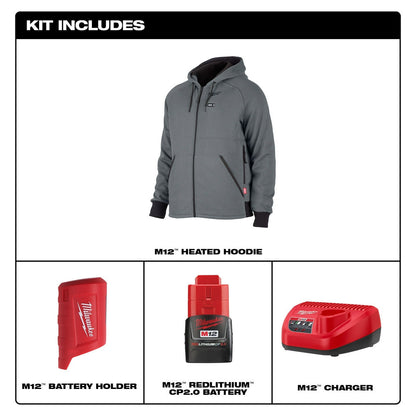 Milwaukee M12™ Heated Hoodie Kit Gray Large - Apparel image 3
