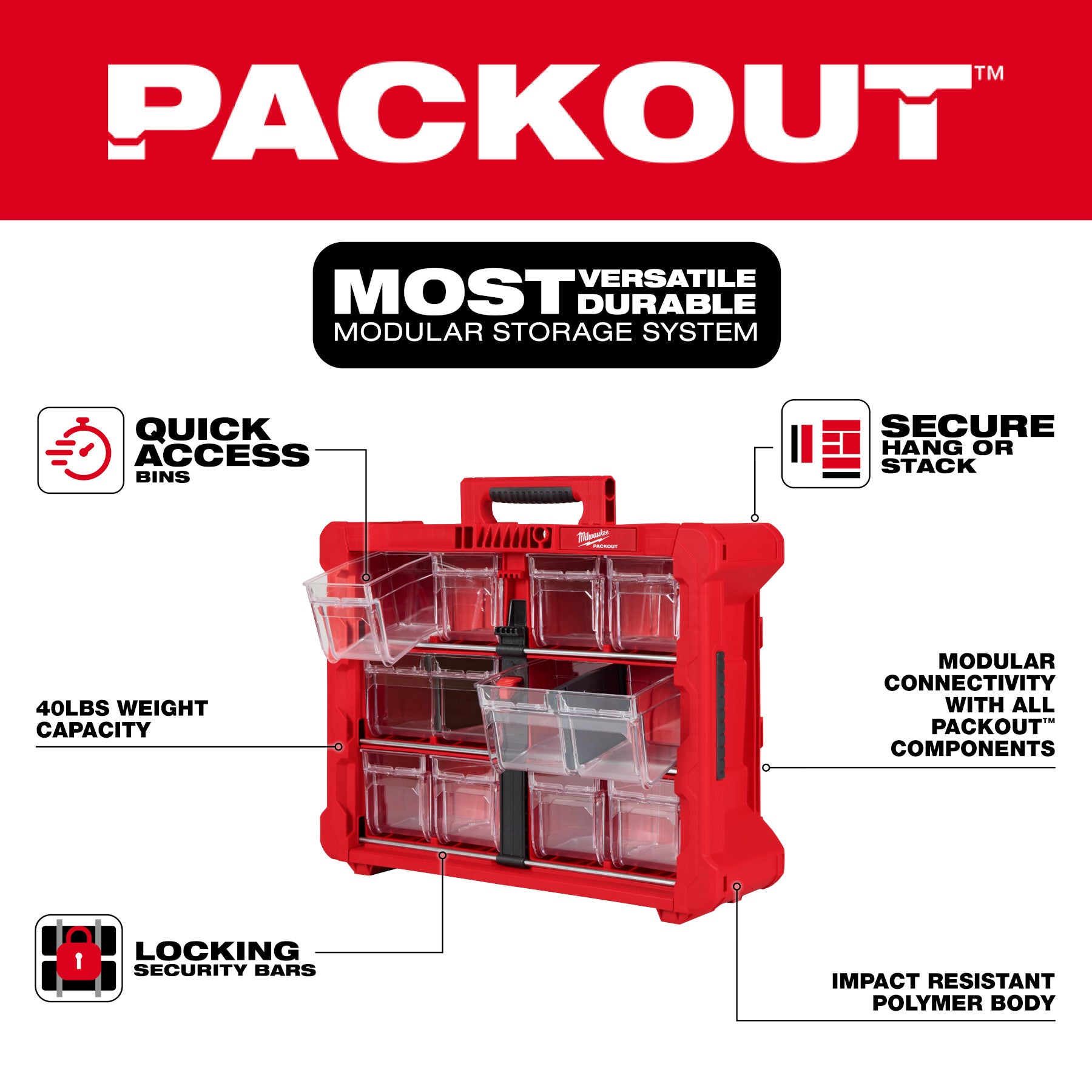 Milwaukee 48-22-8433 PACKOUT™ Tilt Bin Organizer - Accessories image 3