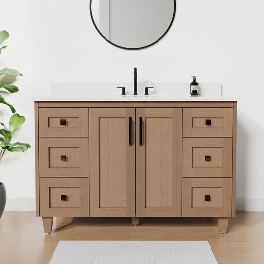 Arlo 48" Solid-Wood Vanity with Quartz Countertop - Misc image 1