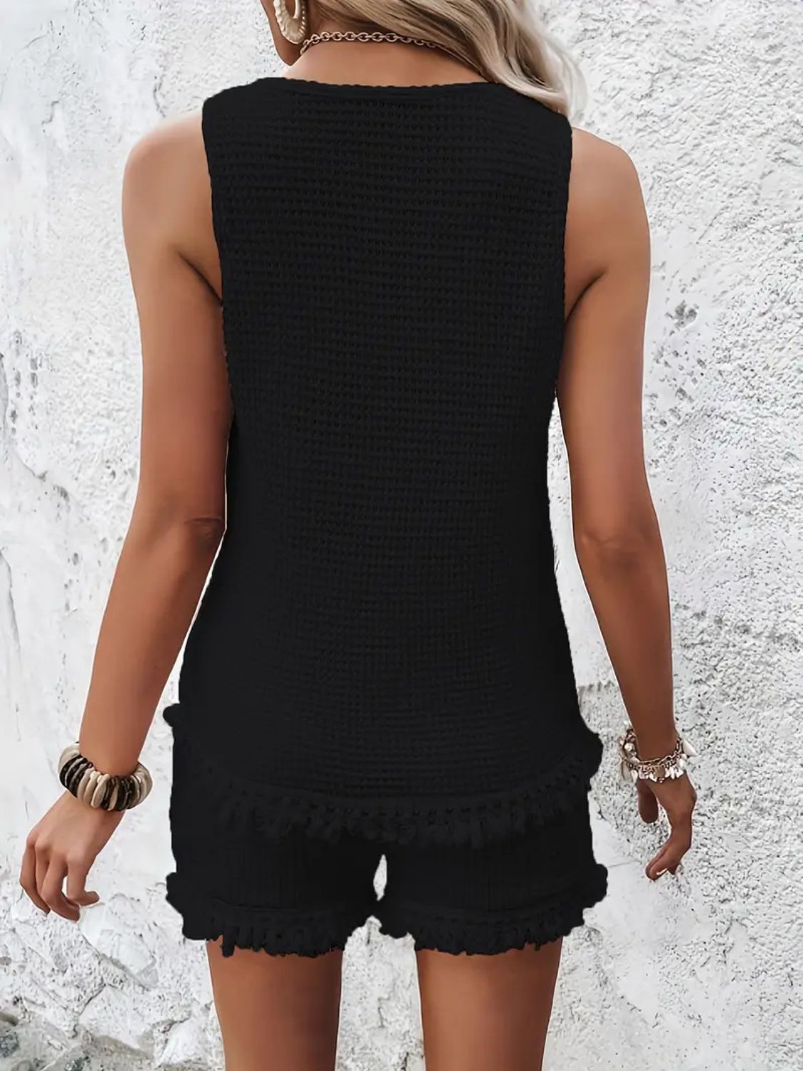 Round Neck Wide Strap Tank and Shorts Set - Apparel image 7