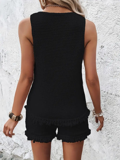 Round Neck Wide Strap Tank and Shorts Set - Apparel image 7