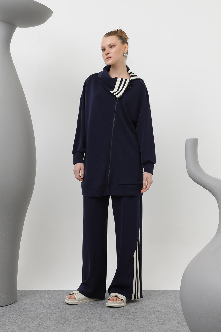 Reyah Modest Zip Tracksuit Set | Midnight Navy - Apparel image 1