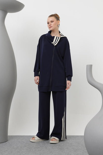 Reyah Modest Zip Tracksuit Set | Midnight Navy - Apparel image 1
