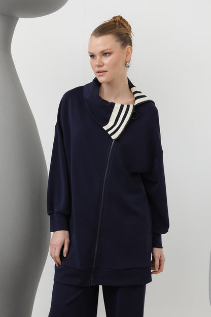 Reyah Modest Zip Tracksuit Set | Midnight Navy - Apparel image 3