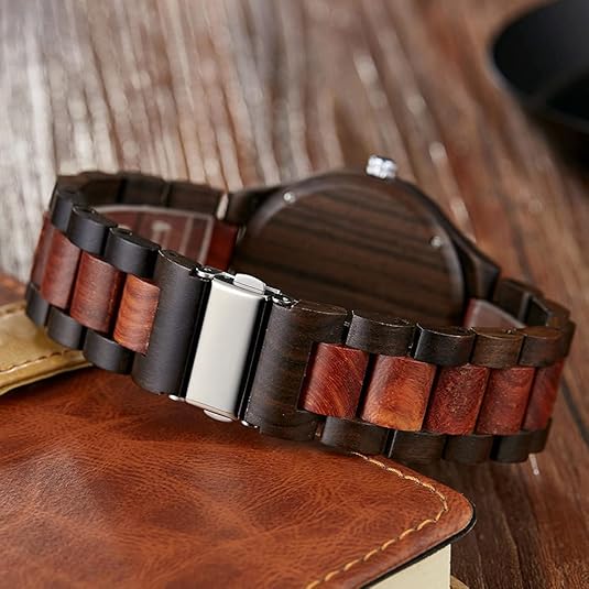 Dark Geometric Handmade Wooden Men's Watch - Kitchen & Dining image 3