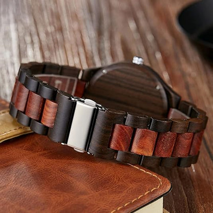Dark Geometric Handmade Wooden Men's Watch - Kitchen & Dining image 3