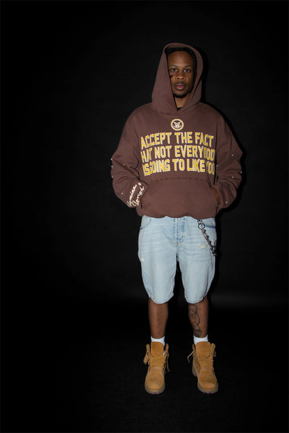 BROWN "ACCEPT THE FACT" HOODIE - Apparel image 4
