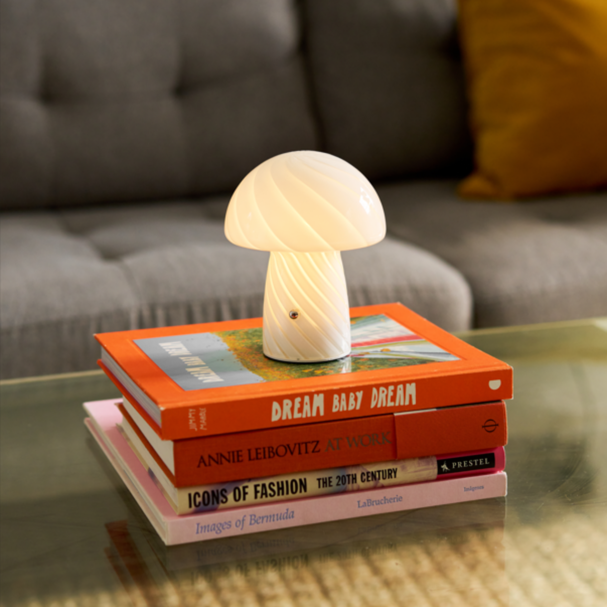 Portable Mini Glass Mushroom Lamp, White - Gadgets image 4