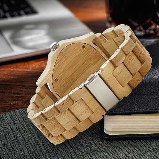 Triangle Design Bamboo Men's Handmade Watch - Jewelry image 4