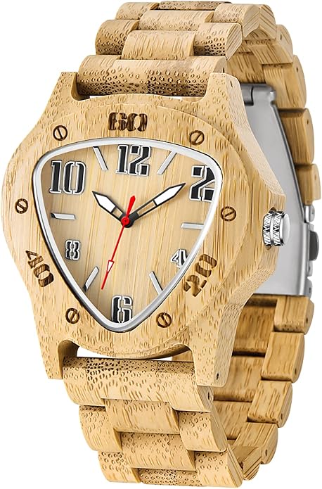 Triangle Design Bamboo Men's Handmade Watch - Jewelry image 1
