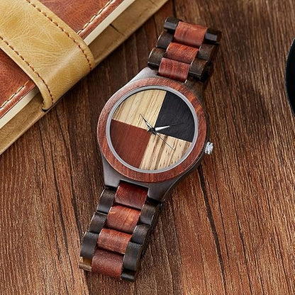 Dark Geometric Handmade Wooden Men's Watch - Kitchen & Dining image 4