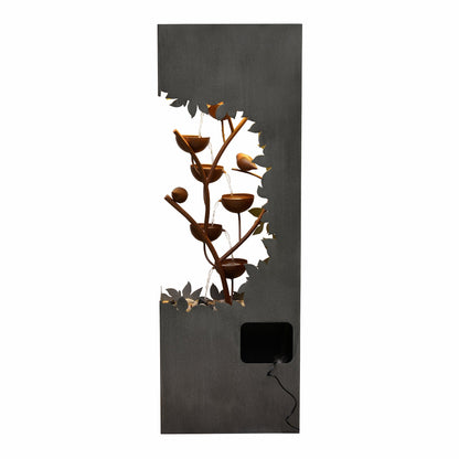 79533-D-GY - Gray Metal Flower Bowl Outdoor Fountain with Warm White LED Lighting - Outdoor - Kitchen & Dining image 7