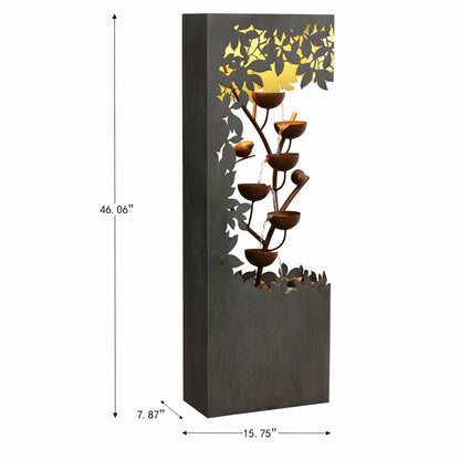 79533-D-GY - Gray Metal Flower Bowl Outdoor Fountain with Warm White LED Lighting - Outdoor - Kitchen & Dining image 10