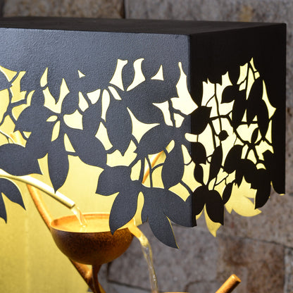 79533-D-GY - Gray Metal Flower Bowl Outdoor Fountain with Warm White LED Lighting - Outdoor - Kitchen & Dining image 4