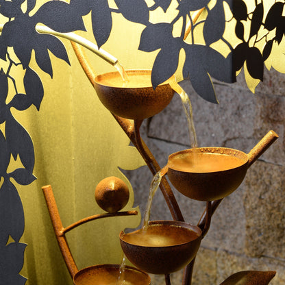 79533-D-GY - Gray Metal Flower Bowl Outdoor Fountain with Warm White LED Lighting - Outdoor - Kitchen & Dining image 3