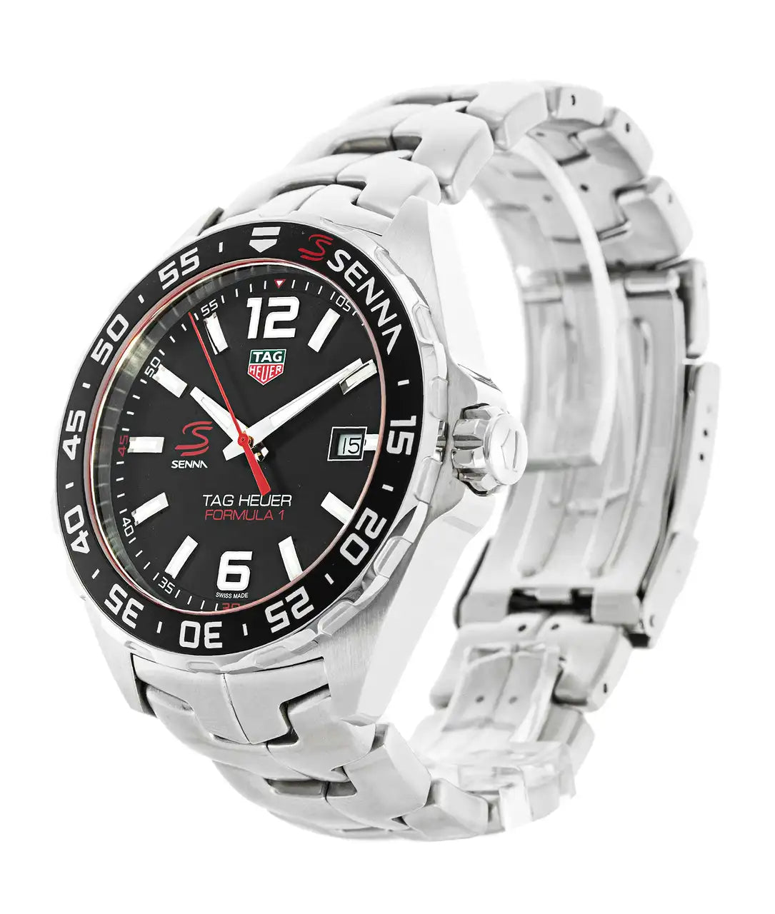 Tag Heuer Formula 1 Senna Limited Edition Black Dial Silver Steel Strap Watch for Men - WAZ1012.BA0883 - Jewelry image 10