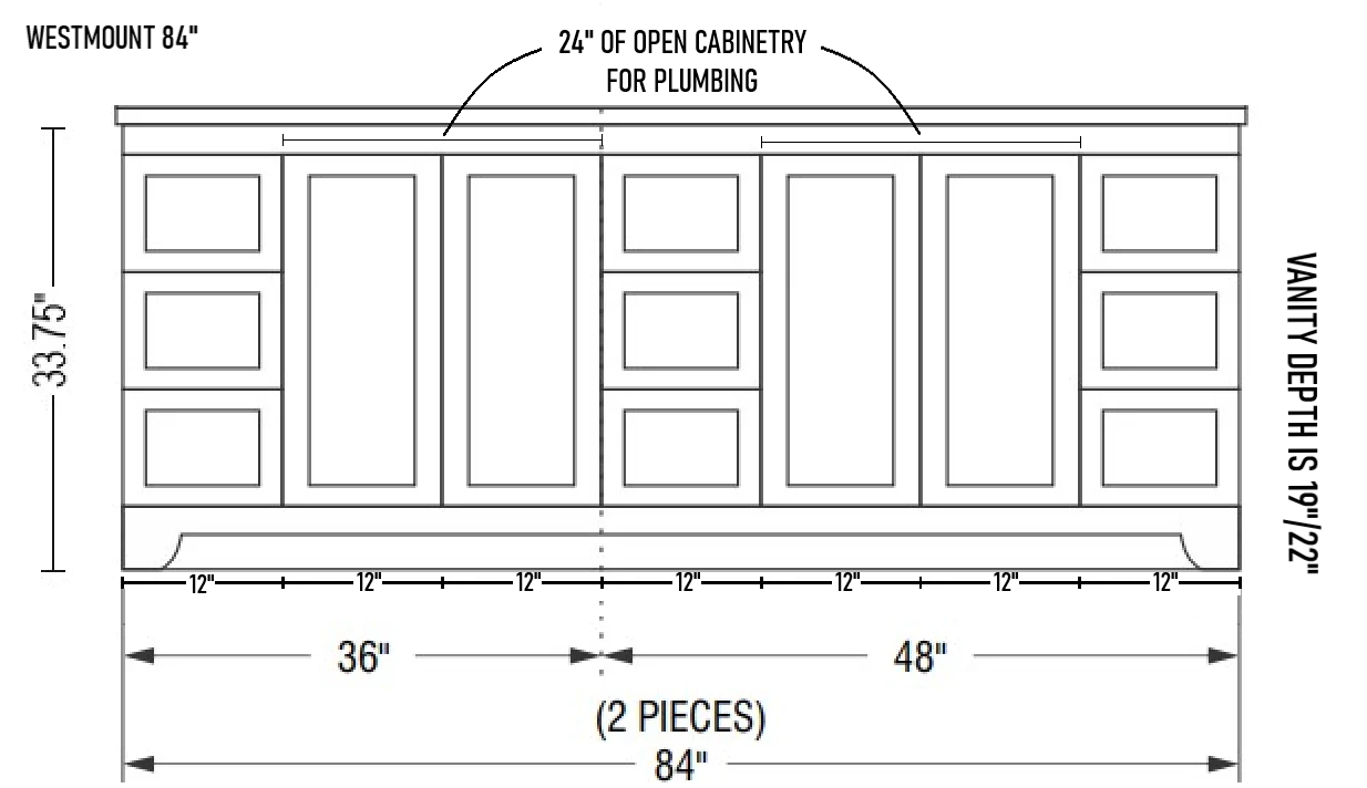 Westmount 84"D Solid-Wood Canadian-Made Vanity w/ Quartz Top - Misc image 6