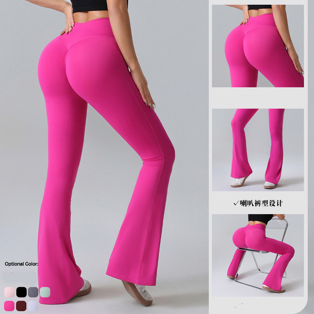 Hip-lift Yoga Flared Pants Fitness Sports Wide Leg High Waist Quick Dry Trousers Womens Clothing - Apparel image 9