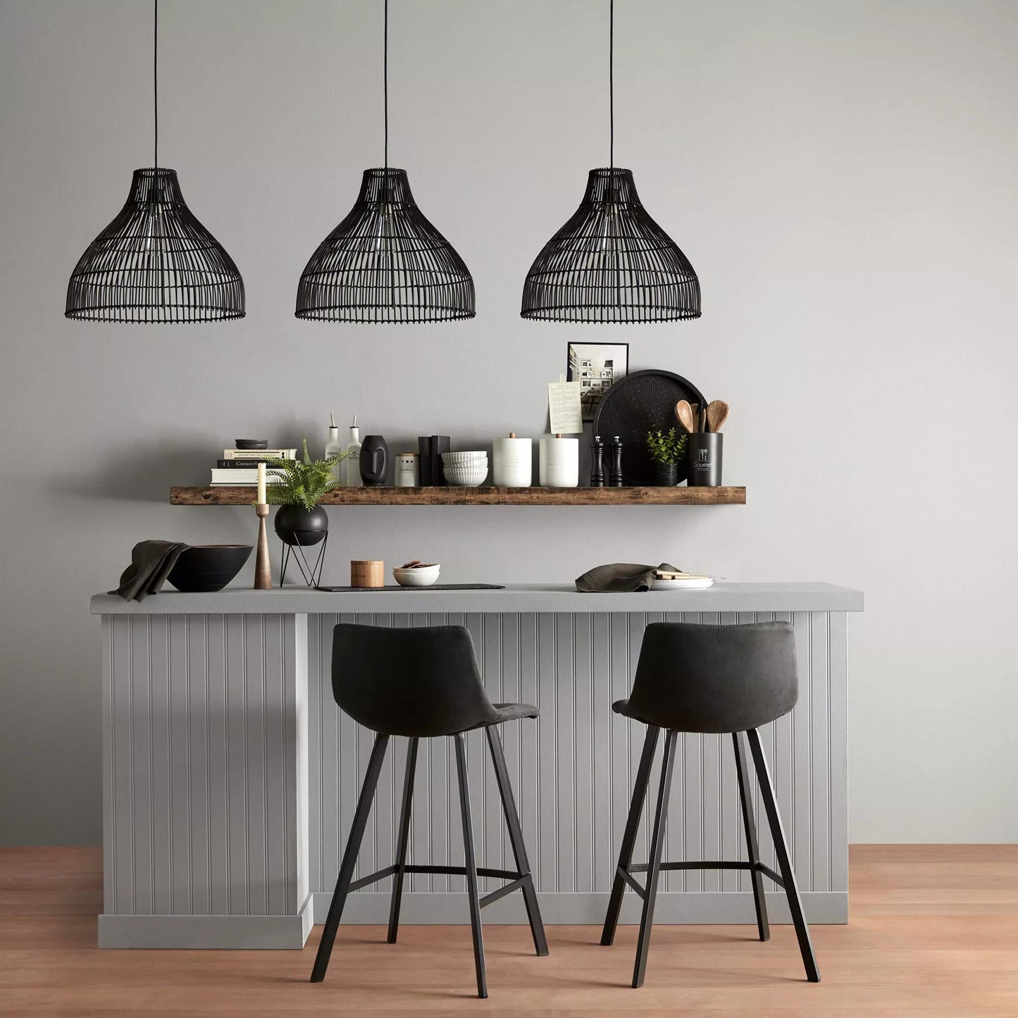 Textured Faux Leather and Metal Bar Stool - Misc image 3