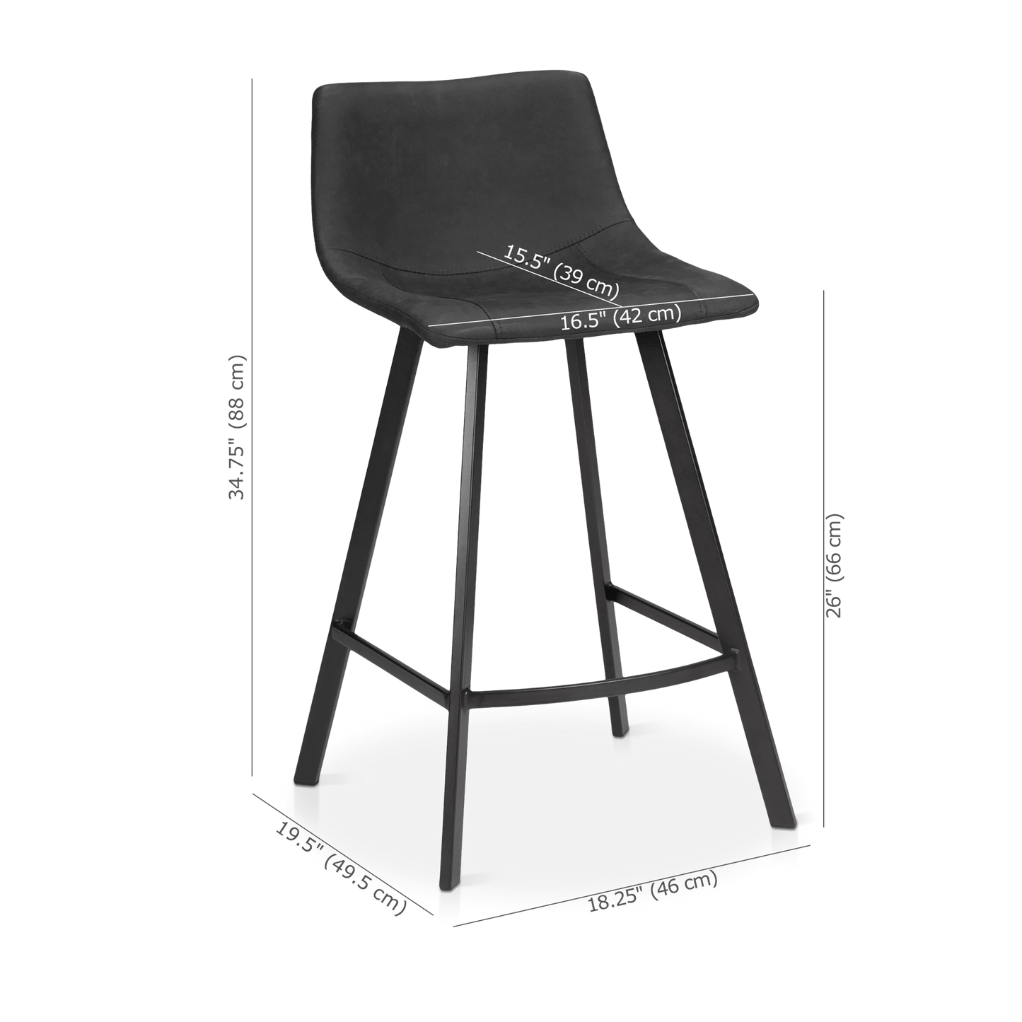 Textured Faux Leather and Metal Bar Stool - Misc image 4