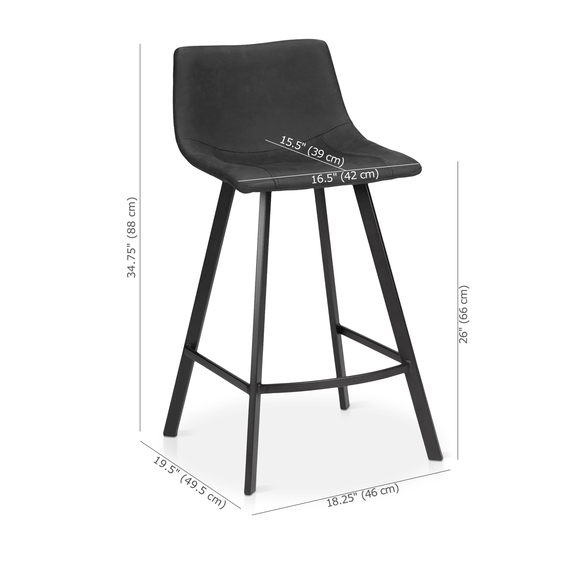 Textured Faux Leather and Metal Bar Stool - Misc image 4