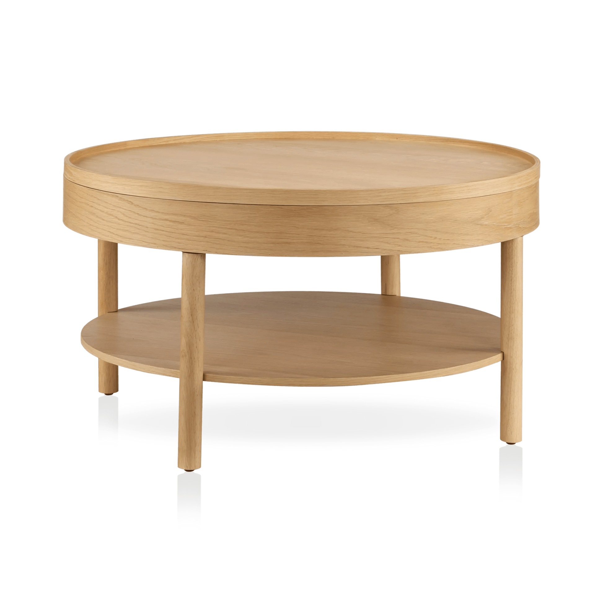 Wooden Round Coffee Table with Lift Top - Furniture image 1