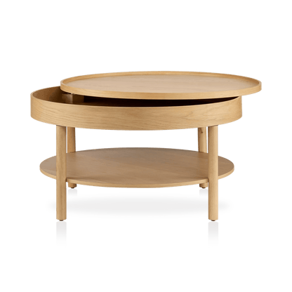 Wooden Round Coffee Table with Lift Top - Furniture image 6