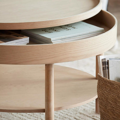 Wooden Round Coffee Table with Lift Top - Furniture image 2