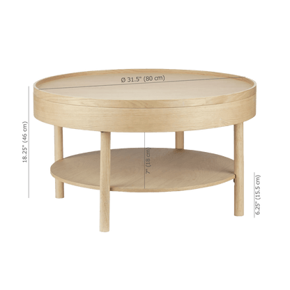 Wooden Round Coffee Table with Lift Top - Furniture image 3