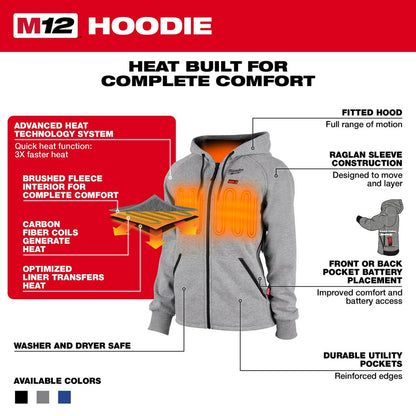 Milwaukee M12™ Women's Heated Hoodie Kit Gray Medium - Apparel image 4