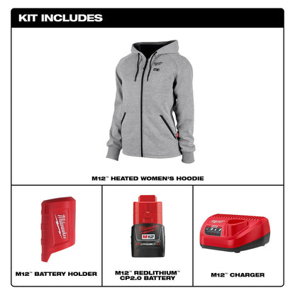 Milwaukee M12™ Women's Heated Hoodie Kit Gray Medium - Apparel image 3