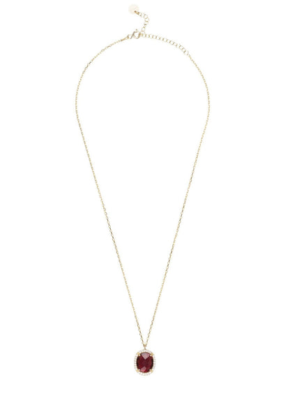 Beatrice Oval Gemstone Pendant Necklace Gold Garnet - Jewelry image 4
