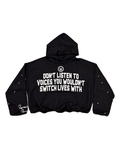 BLACK "SILENT VOICES" HOODIE - Apparel image 1